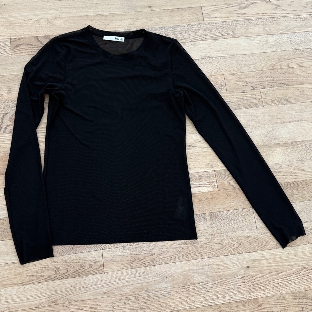 Wilfred Semi-Sheer Mesh Crew Neck Long Sleeve Top